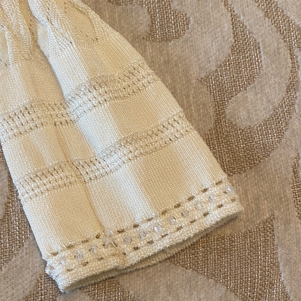 Emma James Cream Beaded Knit Sweater Size M | Feminine Boho Chic Lightweight - Picture 9 of 11